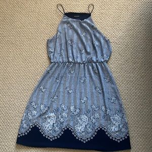 Casual Blue and Cream Colored Dress